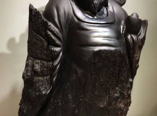 阴沉乌木根雕《财神》雕工精美栩栩如生招财摆件