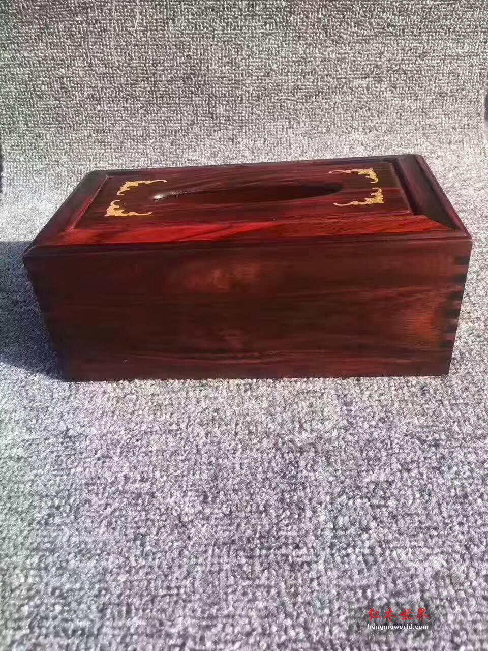 大红酸枝纸巾盒榫卯结构 平凡物中的大智慧-3