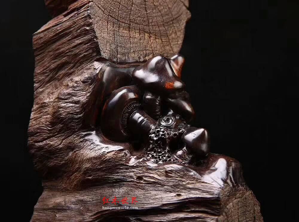 酸枝木雕《登高望远》设计独特有创意家居摆件-4