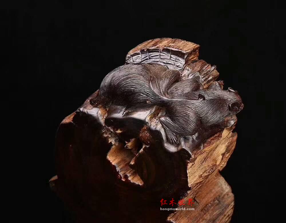 酸枝木雕《登高望远》设计独特有创意家居摆件-9