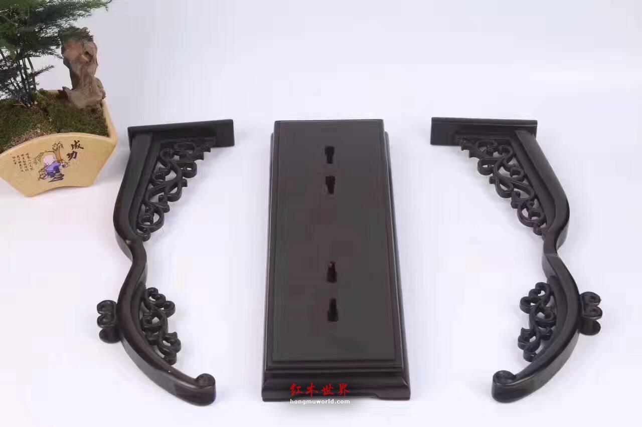 紫光檀嵌檀香宫扇摆件 画面精美做工细致复古风装饰首选-7