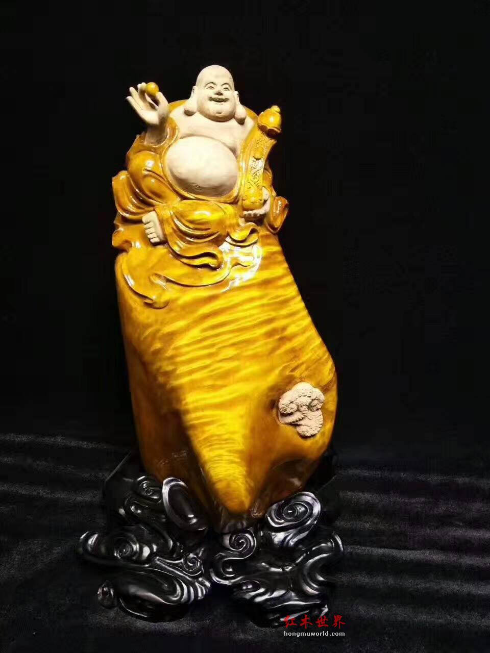 金丝楠木工艺品《弥勒佛》 雕刻逼真造型独特可以把玩-1