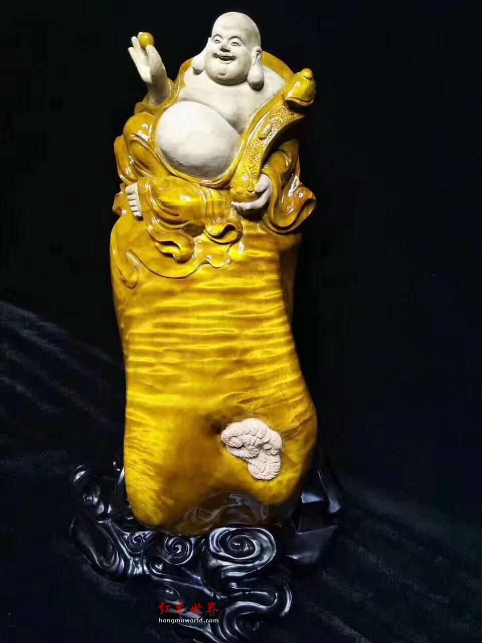 金丝楠木工艺品《弥勒佛》 雕刻逼真造型独特可以把玩-3