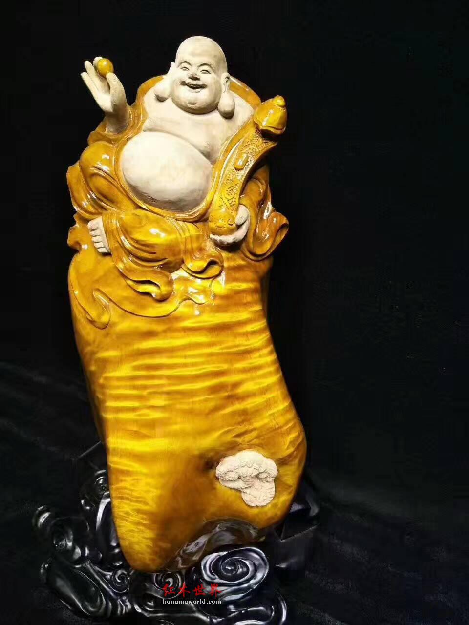 金丝楠木工艺品《弥勒佛》 雕刻逼真造型独特可以把玩-2