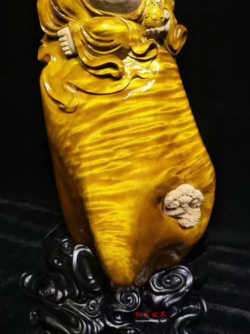 金丝楠木工艺品《弥勒佛》 雕刻逼真造型独特可以把玩-5