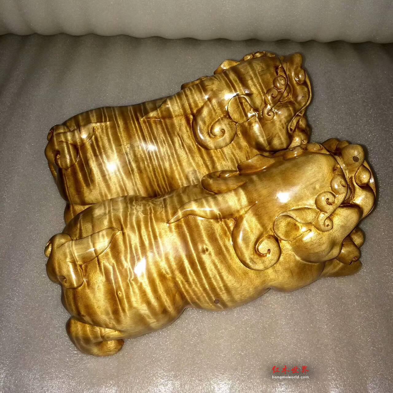 金丝楠木摆件貔貅一对 全品满水波底色干净招财进宝好寓意-1