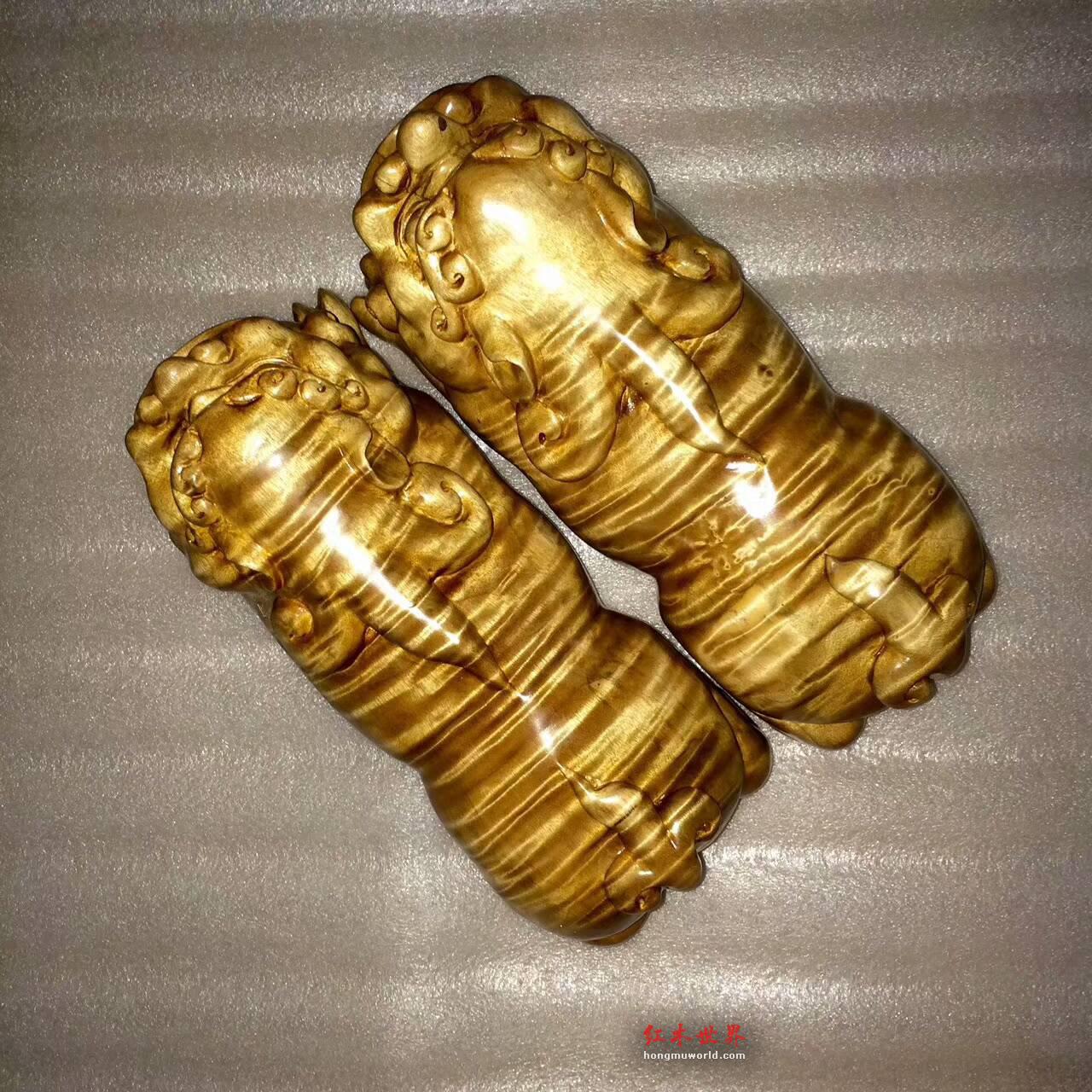 金丝楠木摆件貔貅一对 全品满水波底色干净招财进宝好寓意-3
