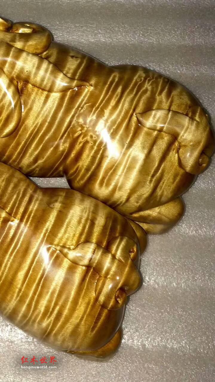 金丝楠木摆件貔貅一对 全品满水波底色干净招财进宝好寓意-4