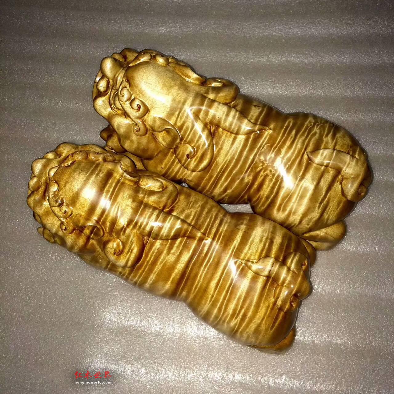 金丝楠木摆件貔貅一对 全品满水波底色干净招财进宝好寓意-6