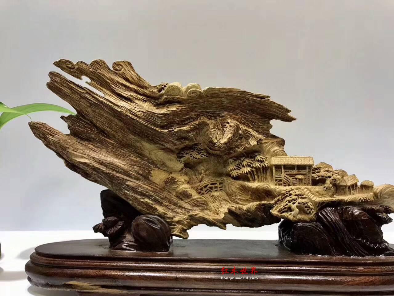 印尼天然马尼捞沉香雕件《溪山行旅图》难得精品-2