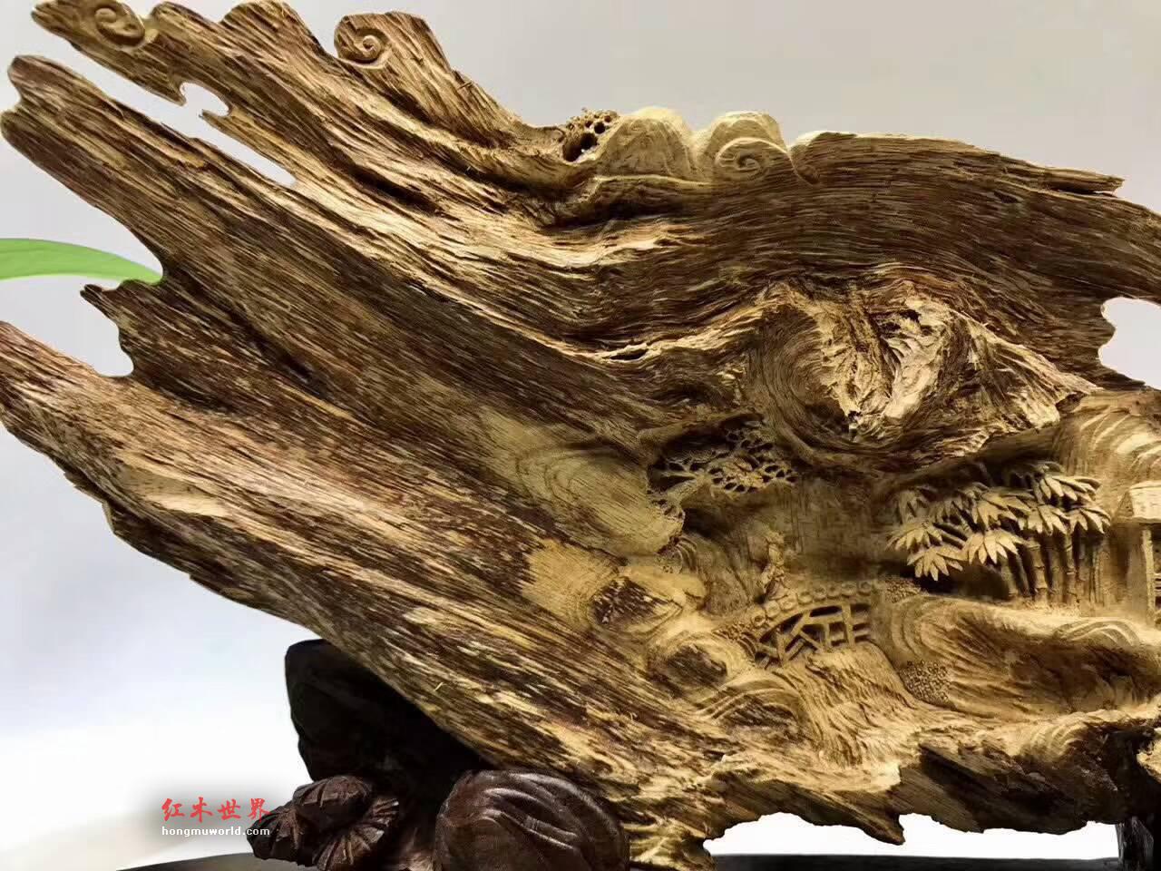 印尼天然马尼捞沉香雕件《溪山行旅图》难得精品-7