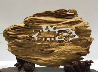 马尼捞沉香双面雕工艺品《清溪隐居》雕工精细意境悠远值得收藏