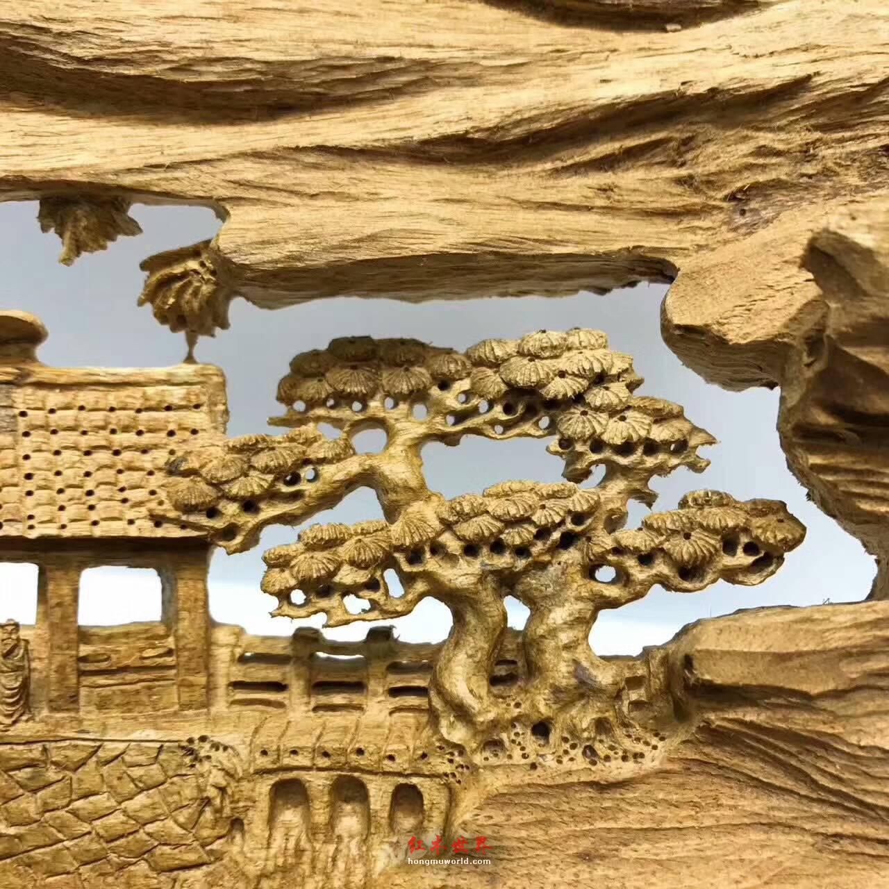 马尼捞沉香双面雕工艺品《清溪隐居》雕工精细意境悠远值得收藏-3