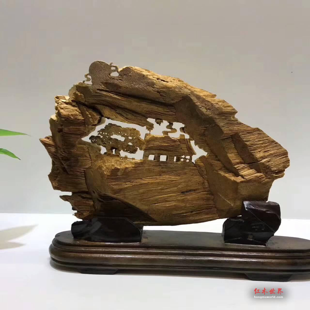 马尼捞沉香双面雕工艺品《清溪隐居》雕工精细意境悠远值得收藏-7