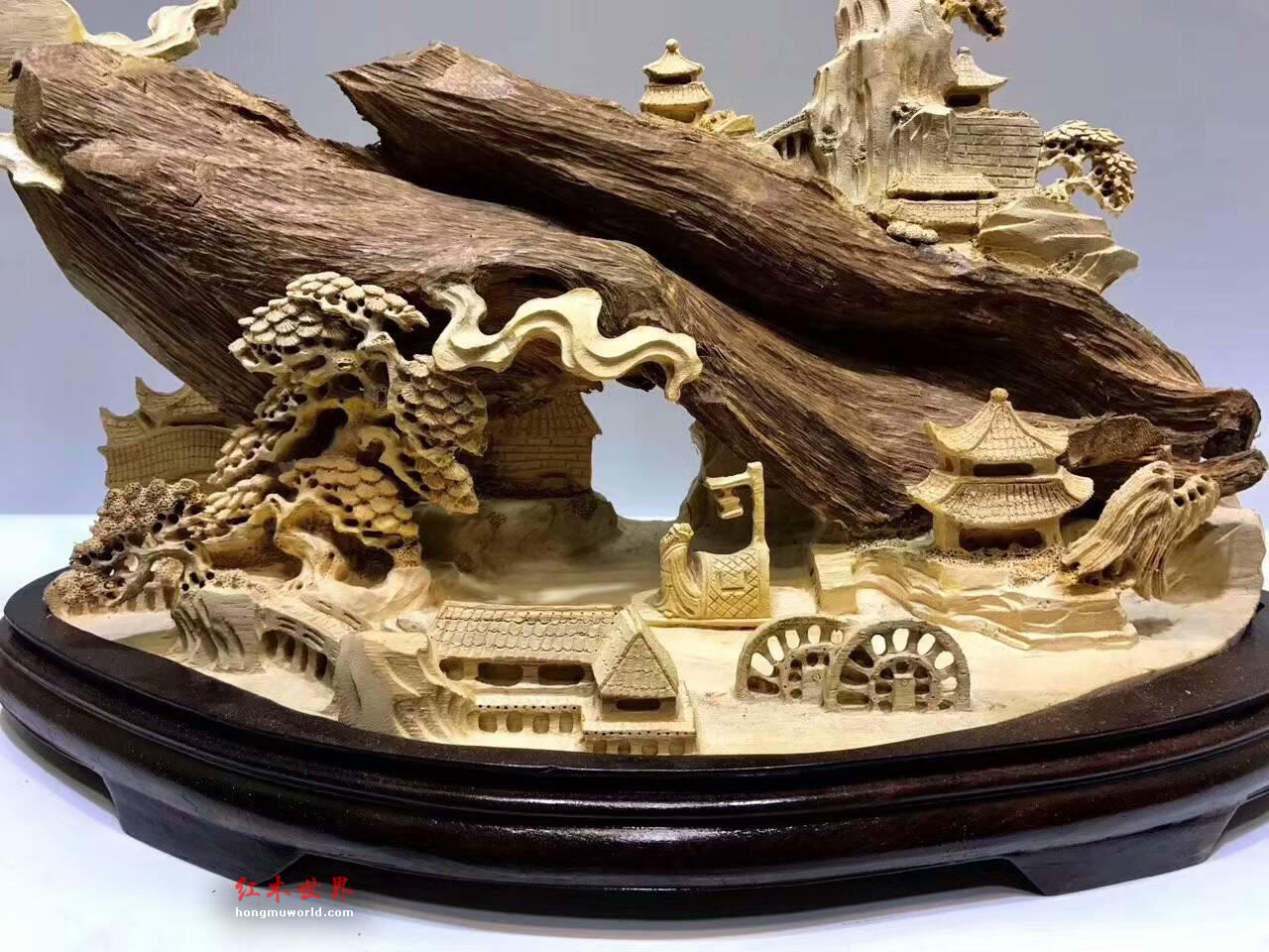 印尼马尼捞沉香手工雕件《夜游赤壁》细腻精致收藏佳品-3