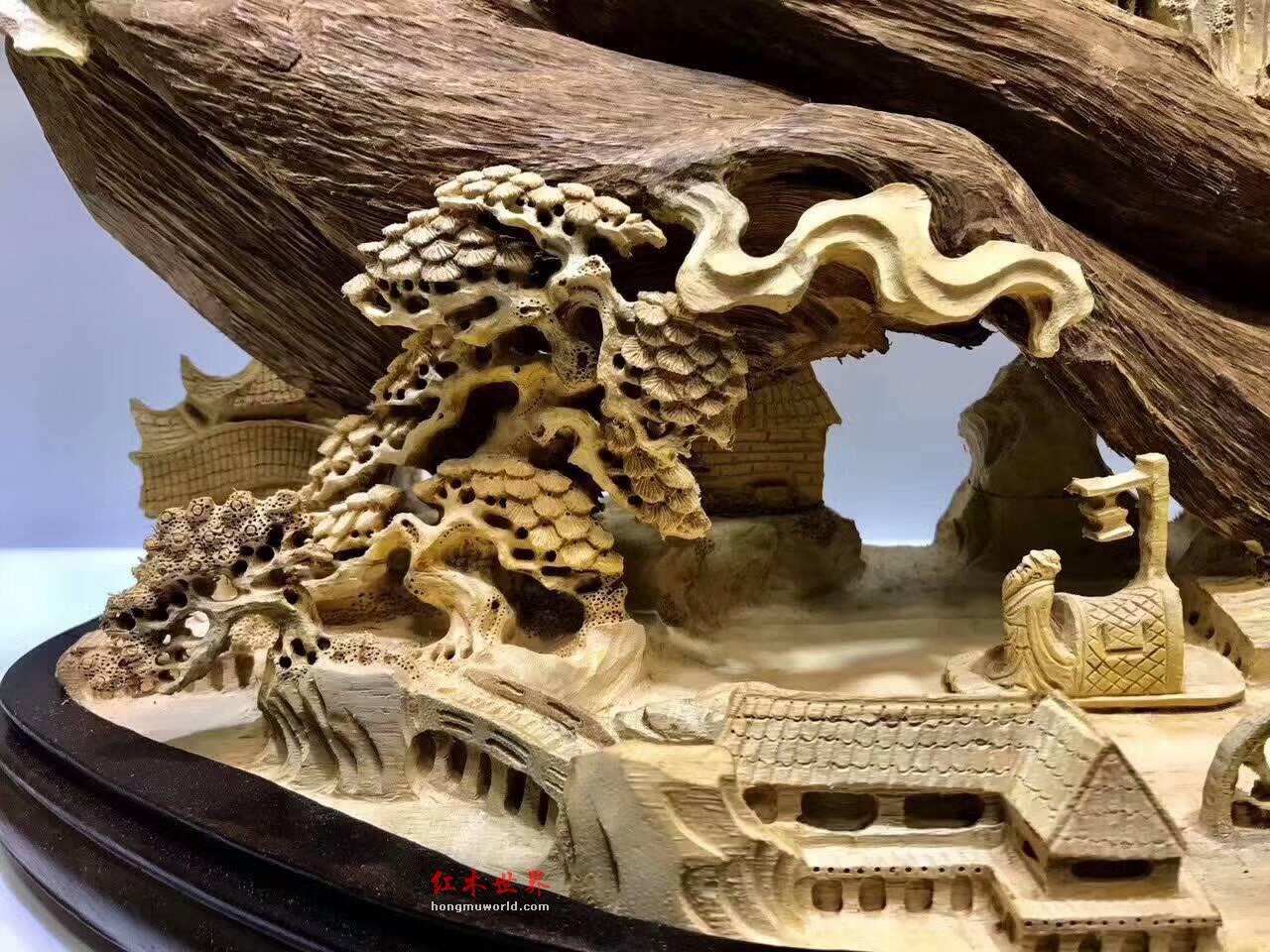 印尼马尼捞沉香手工雕件《夜游赤壁》细腻精致收藏佳品-4