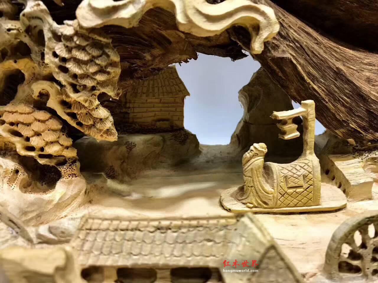 印尼马尼捞沉香手工雕件《夜游赤壁》细腻精致收藏佳品-5