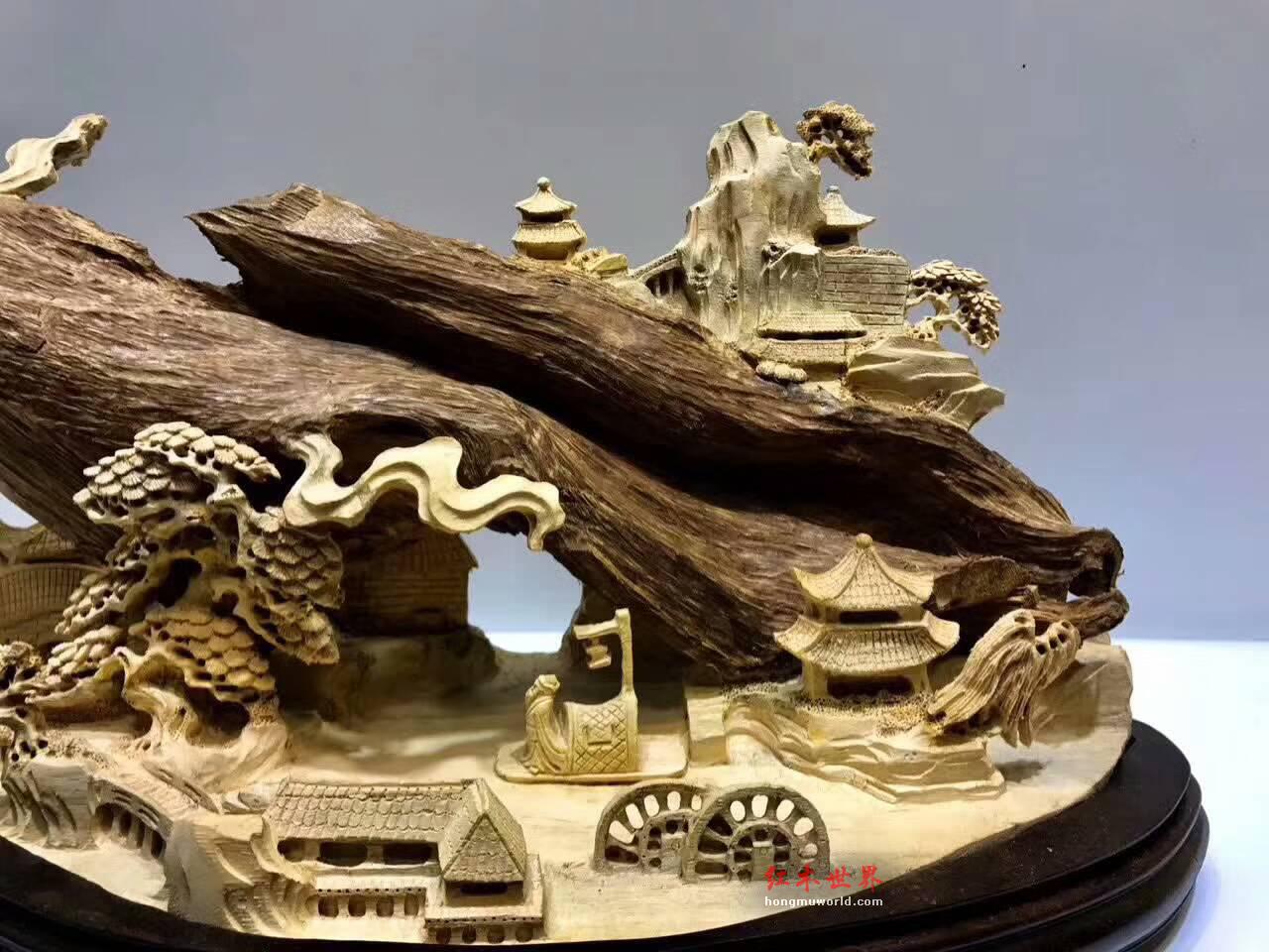 印尼马尼捞沉香手工雕件《夜游赤壁》细腻精致收藏佳品-6