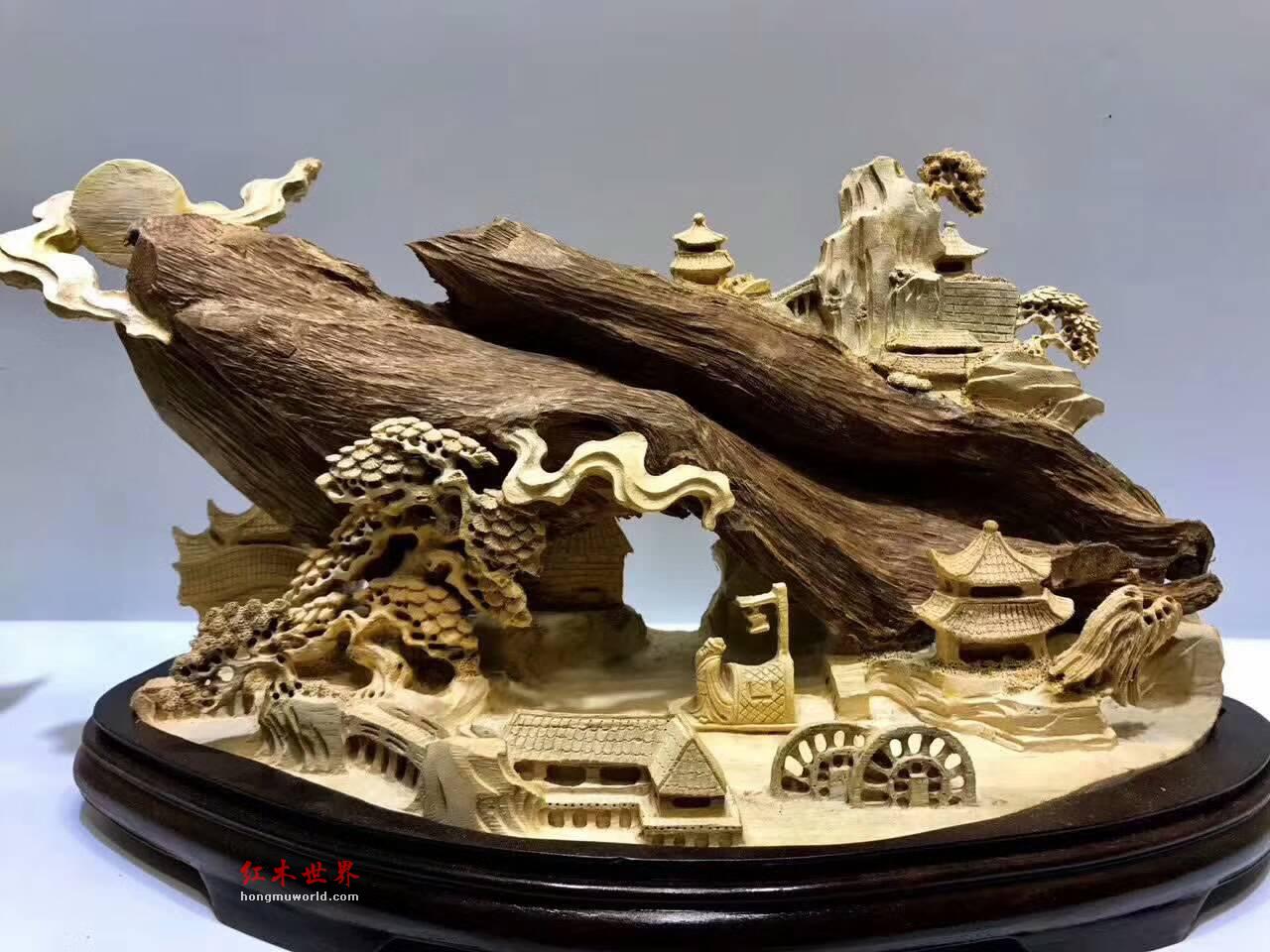 印尼马尼捞沉香手工雕件《夜游赤壁》细腻精致收藏佳品-7