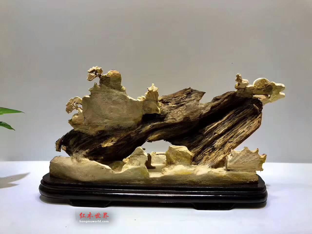 印尼马尼捞沉香手工雕件《夜游赤壁》细腻精致收藏佳品-8