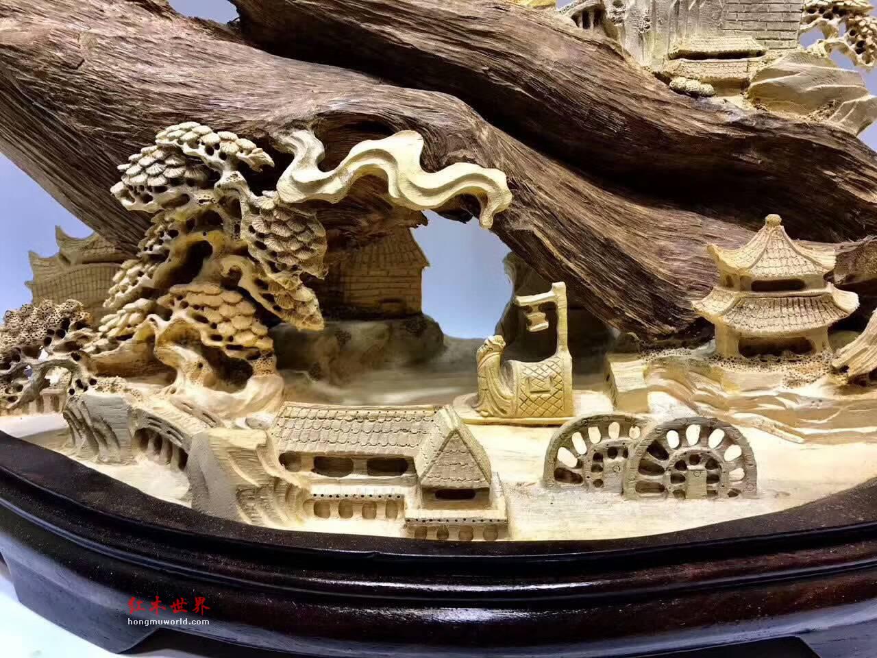 印尼马尼捞沉香手工雕件《夜游赤壁》细腻精致收藏佳品-9