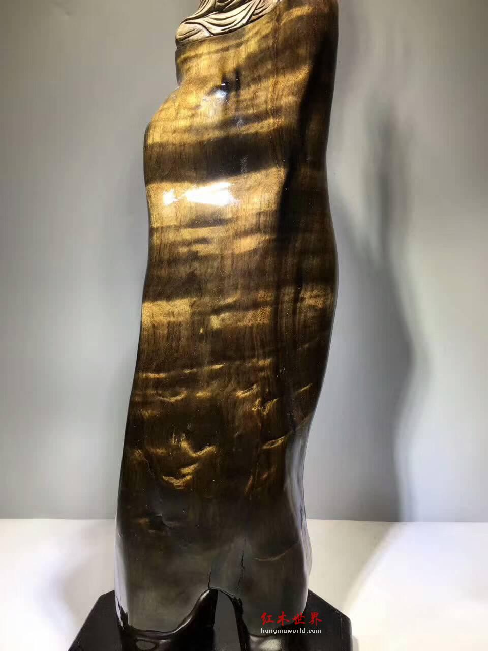 古阴沉木根雕《达摩》爆满金丝底色纯净雕工细腻-4