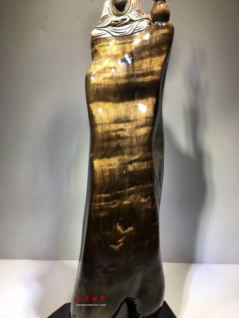 古阴沉木根雕《达摩》爆满金丝底色纯净雕工细腻-5