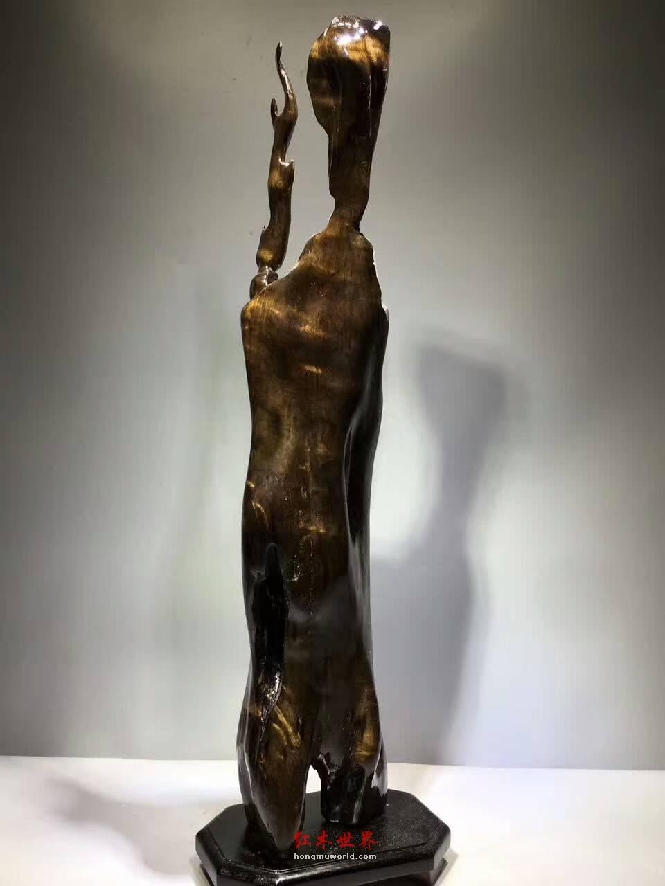 古阴沉木根雕《达摩》爆满金丝底色纯净雕工细腻-8