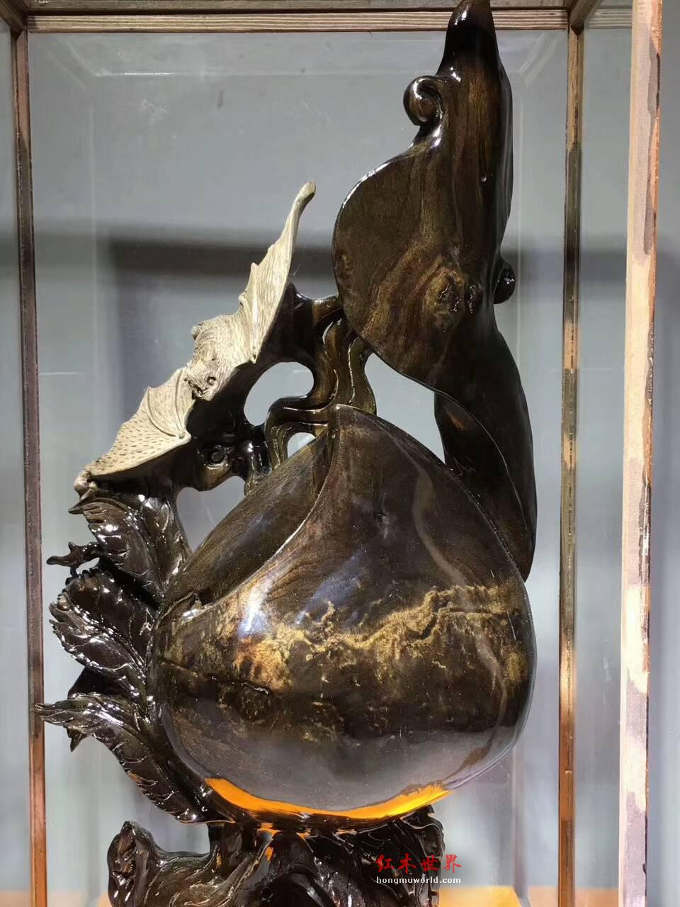 阴沉木根雕《福寿双全》带极品龙胆纹呢雕刻细腻栩栩如生-2