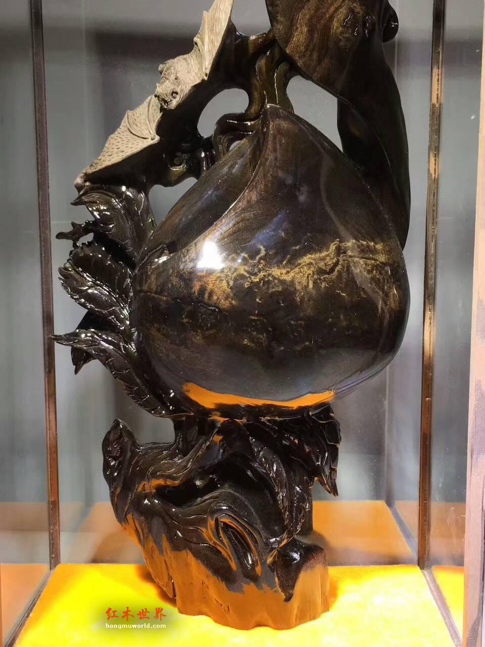 阴沉木根雕《福寿双全》带极品龙胆纹呢雕刻细腻栩栩如生-3
