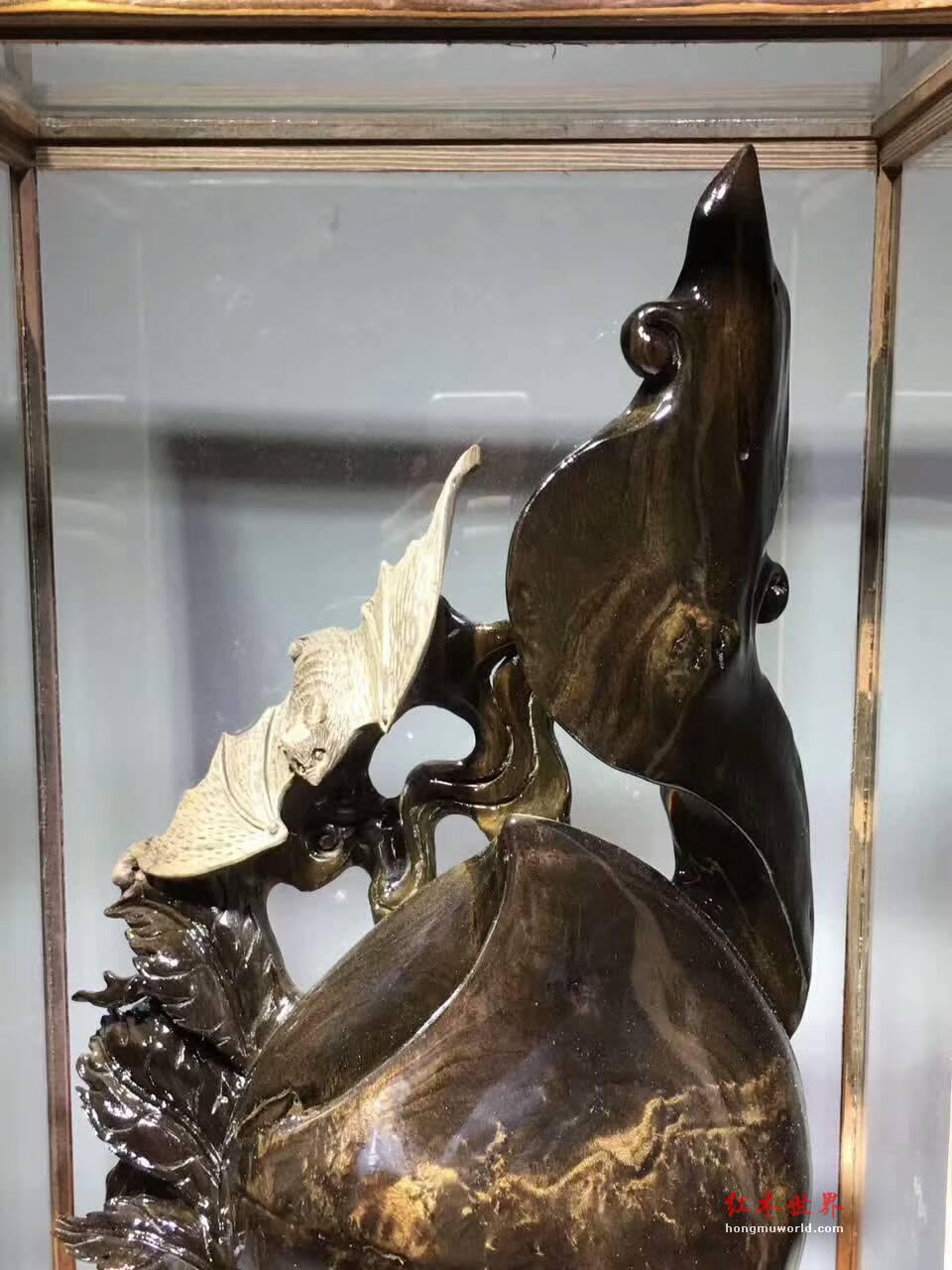 阴沉木根雕《福寿双全》带极品龙胆纹呢雕刻细腻栩栩如生-4