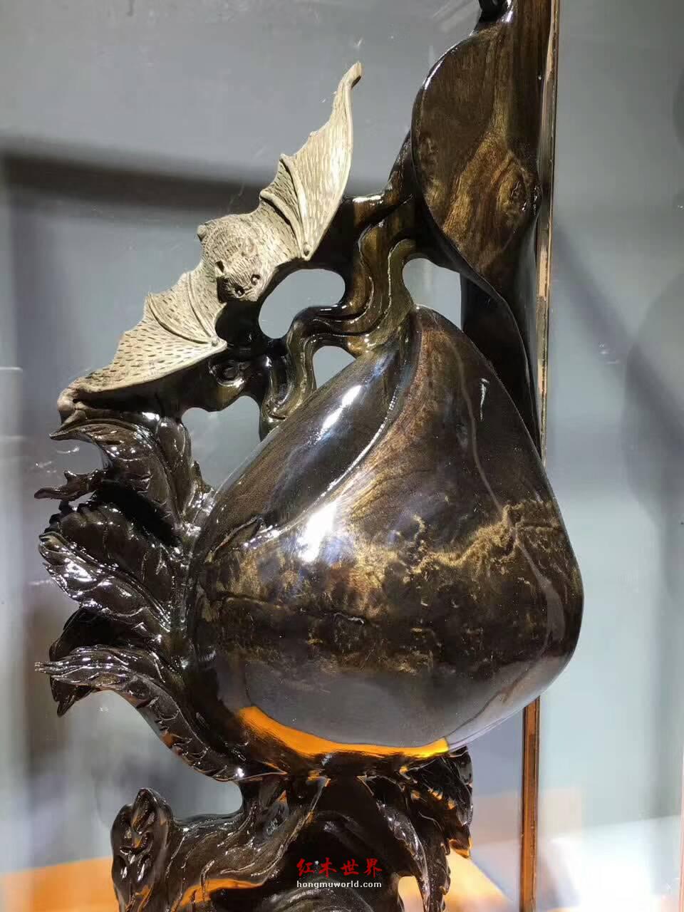 阴沉木根雕《福寿双全》带极品龙胆纹呢雕刻细腻栩栩如生-7