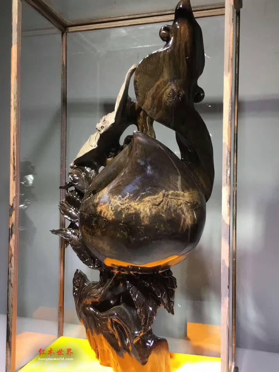 阴沉木根雕《福寿双全》带极品龙胆纹呢雕刻细腻栩栩如生-5