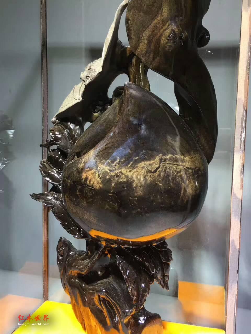 阴沉木根雕《福寿双全》带极品龙胆纹呢雕刻细腻栩栩如生-6