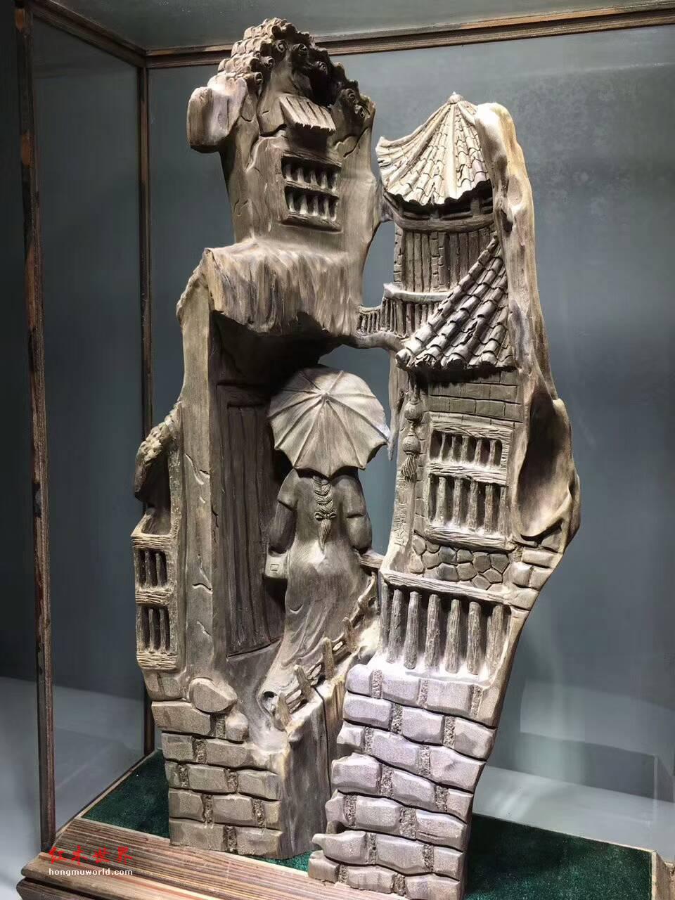 古阴沉木根雕摆件《江南水乡》无拼接设计完美雕刻细腻意境悠远-2