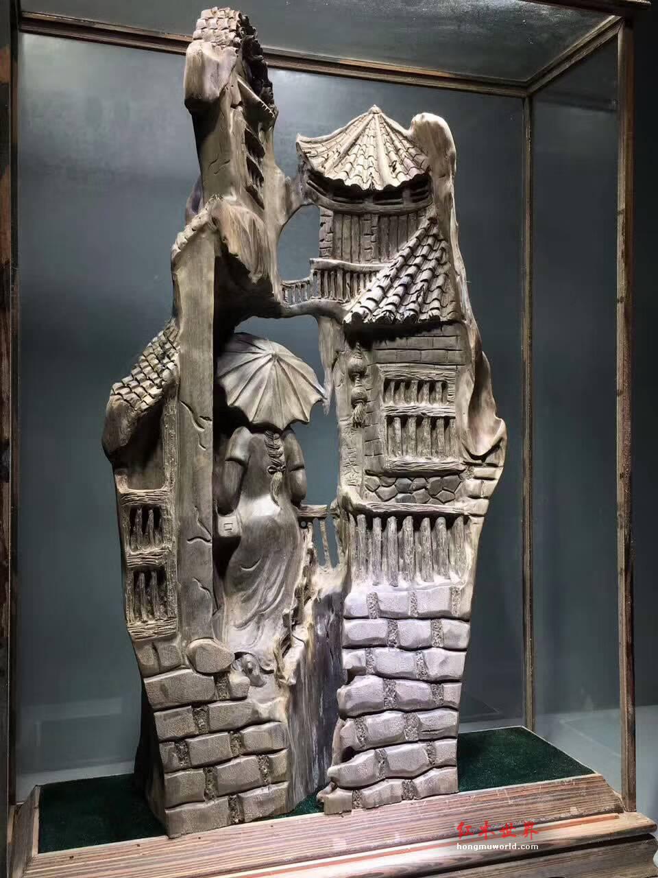 古阴沉木根雕摆件《江南水乡》无拼接设计完美雕刻细腻意境悠远-4