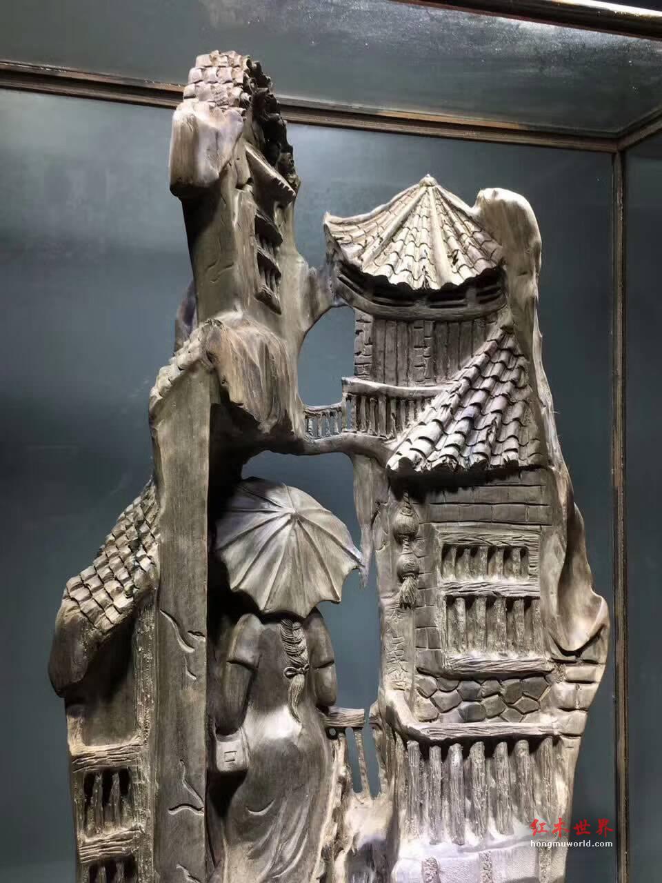 古阴沉木根雕摆件《江南水乡》无拼接设计完美雕刻细腻意境悠远-6
