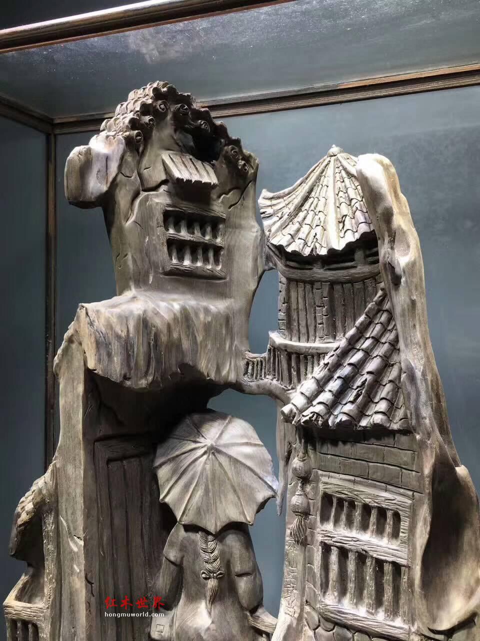 古阴沉木根雕摆件《江南水乡》无拼接设计完美雕刻细腻意境悠远-8