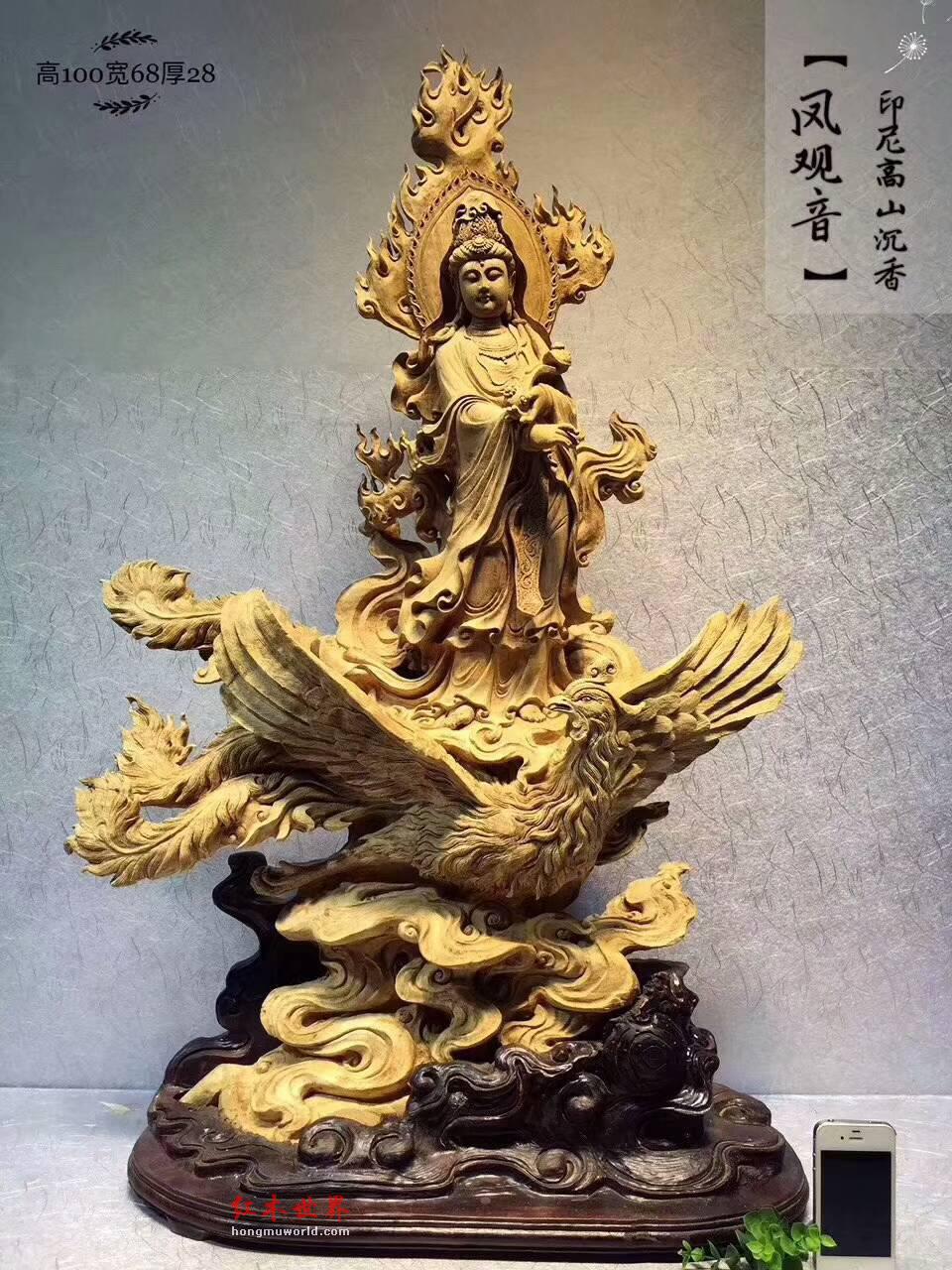 印尼高山沉香根雕《凤观音》结油性好雕工精湛宝相庄严镇宅保平安-1