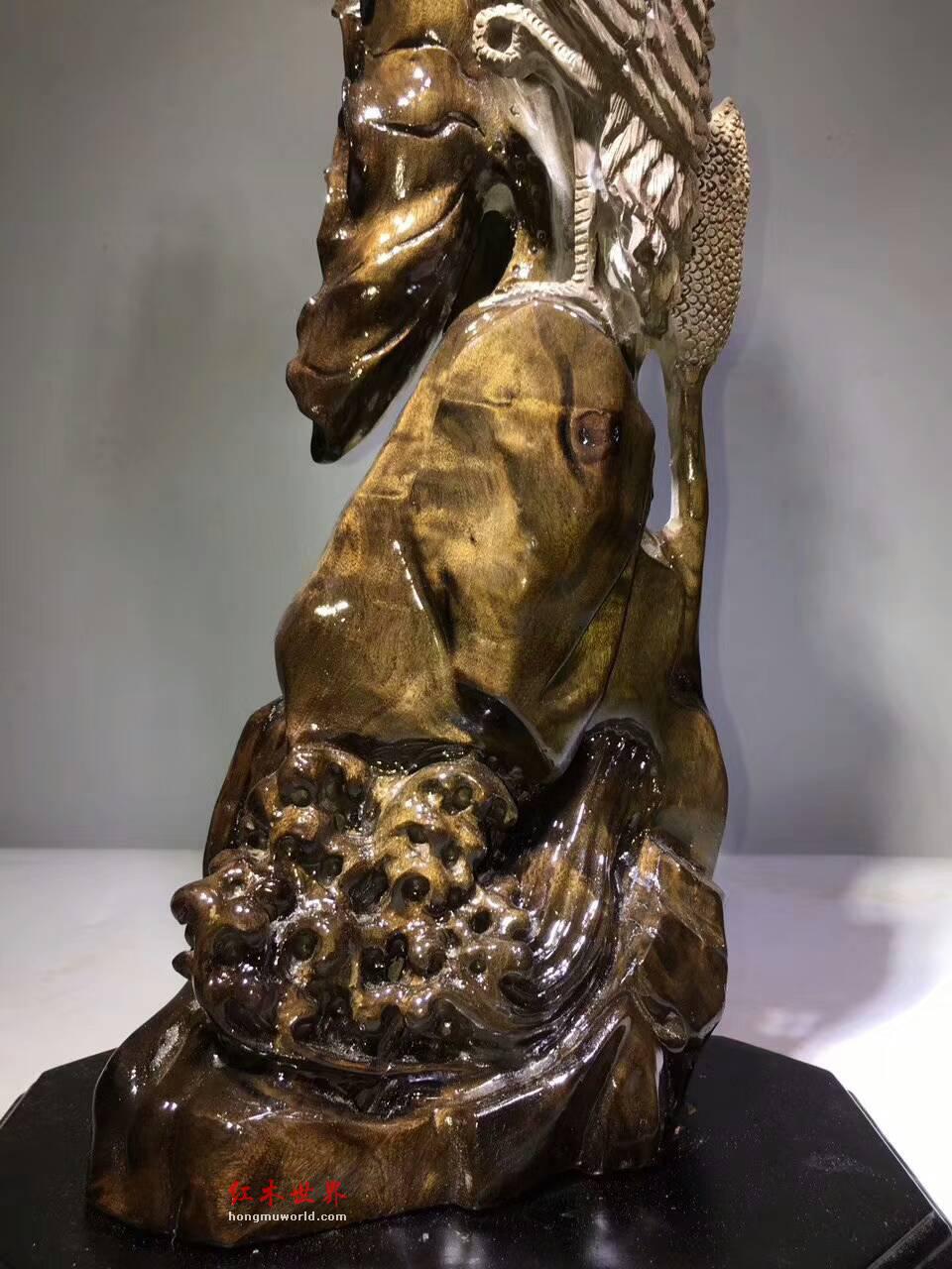 古阴沉木精雕《松鹤延年》栩栩如生完美吉祥-7
