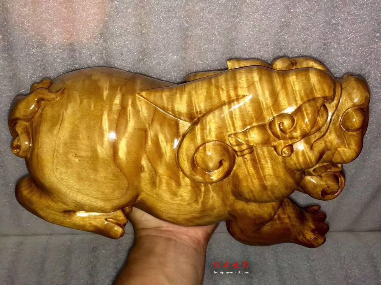 小叶桢楠《招财貔貅》小摆件 镇宅招财祥兽-8