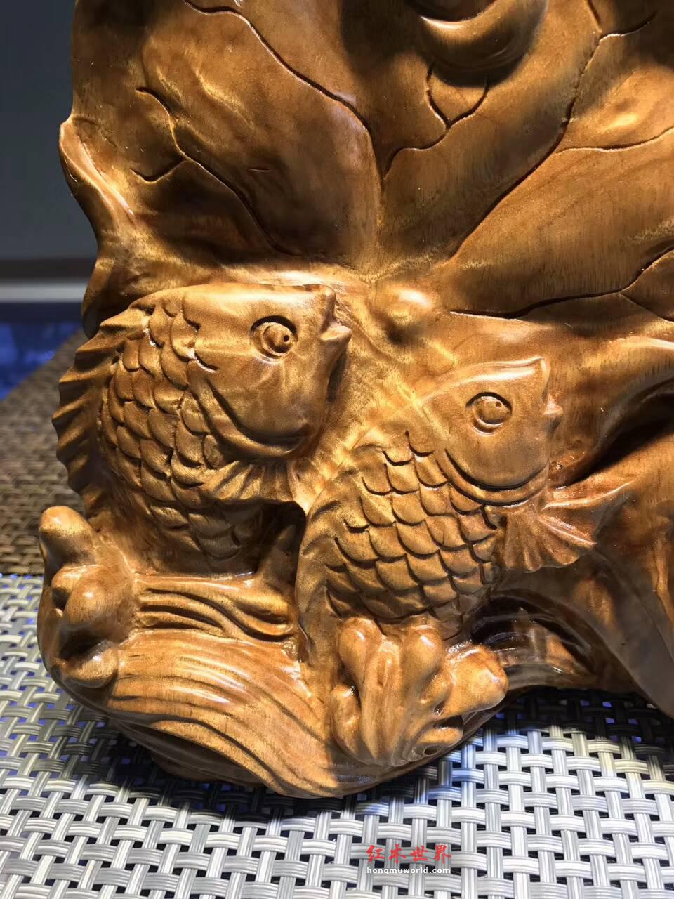 工艺品摆件《荷塘月色》正宗四川金丝楠小叶桢楠枯木老料手工雕刻-8