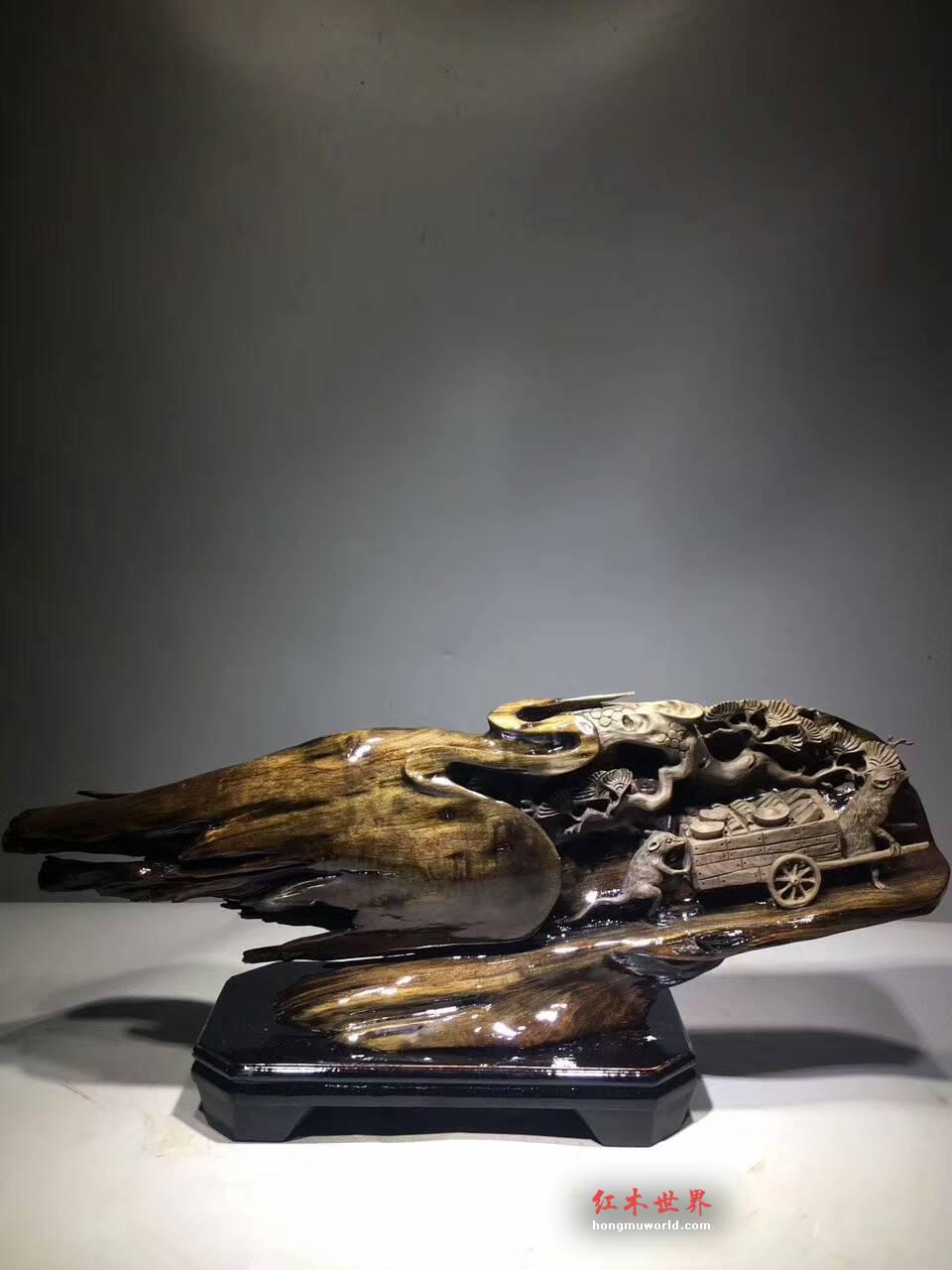 古阴沉木根雕《招财进宝》材质细腻雕工精致完美摆件-3
