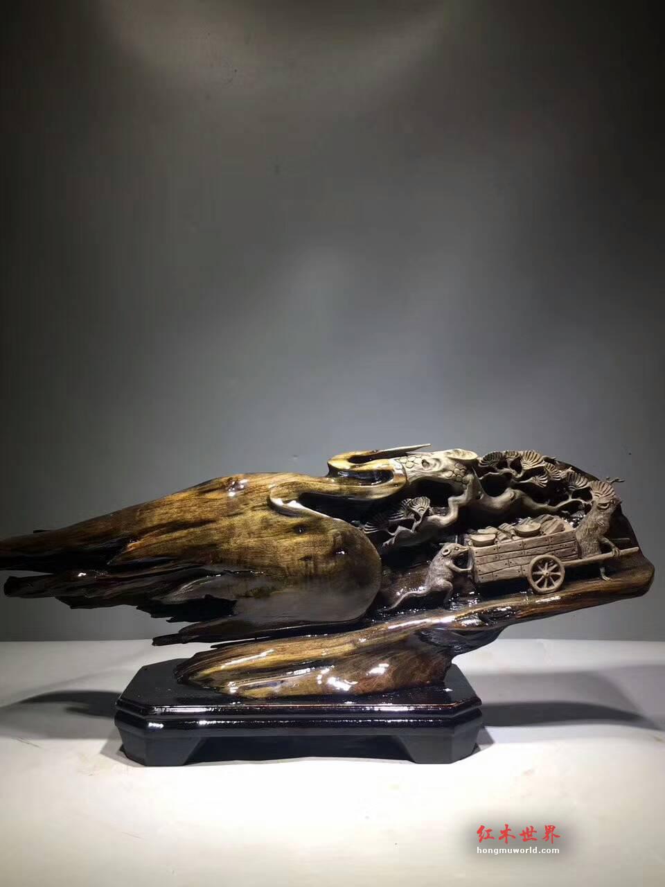 古阴沉木根雕《招财进宝》材质细腻雕工精致完美摆件-2