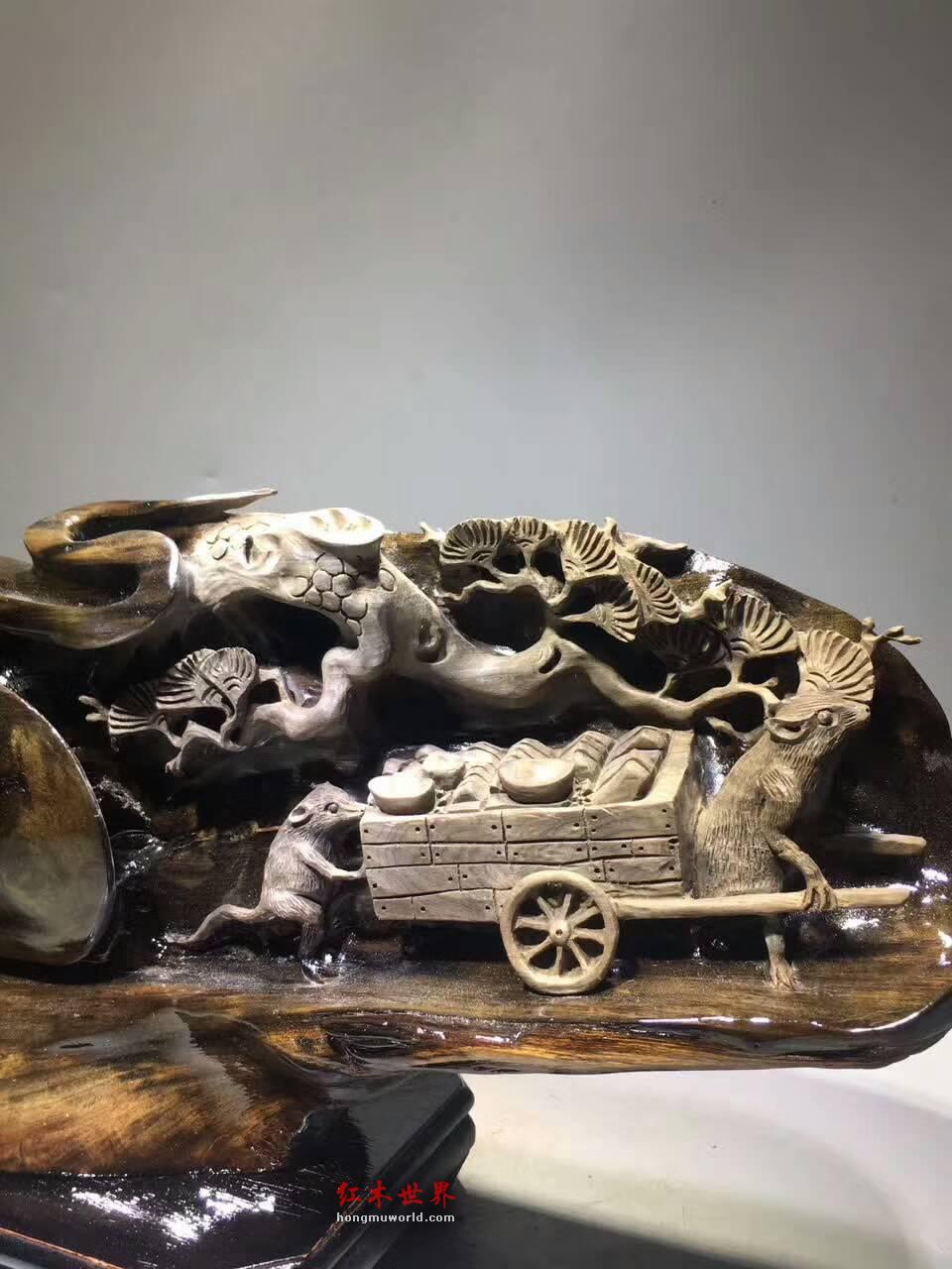 古阴沉木根雕《招财进宝》材质细腻雕工精致完美摆件-6