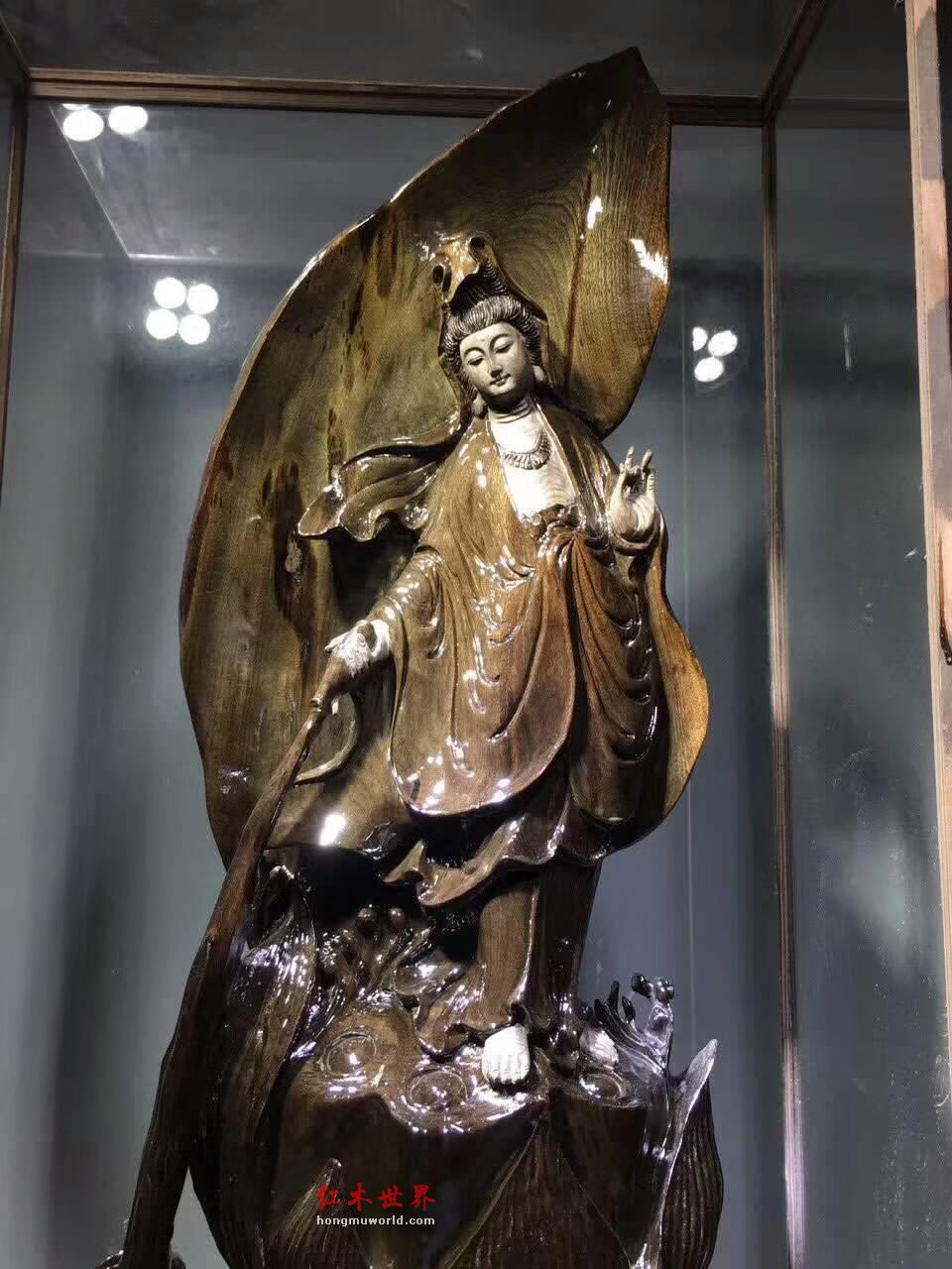 《自在观音》摆件 阴沉木根雕肃穆庄严雕工精细-5