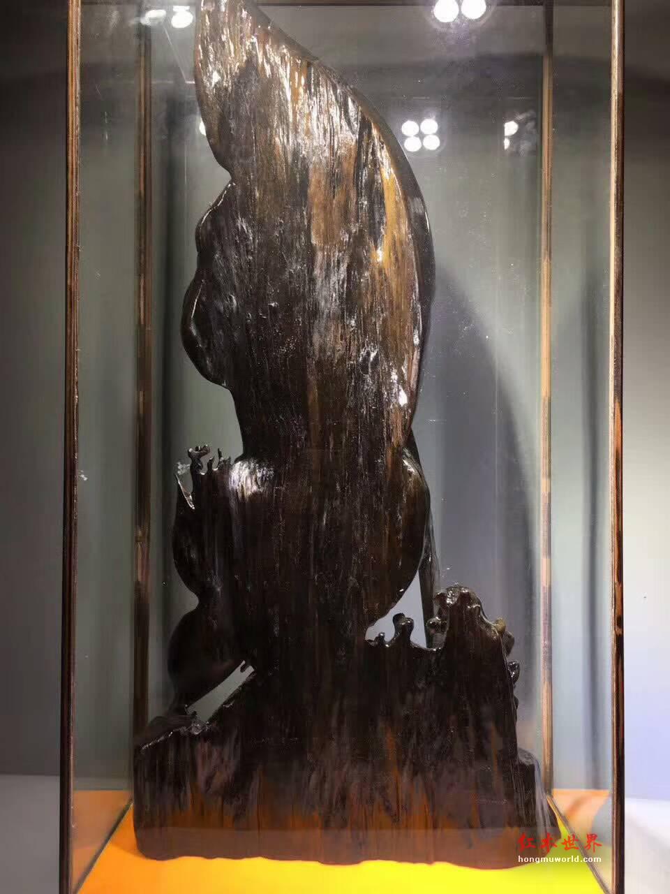《自在观音》摆件 阴沉木根雕肃穆庄严雕工精细-9
