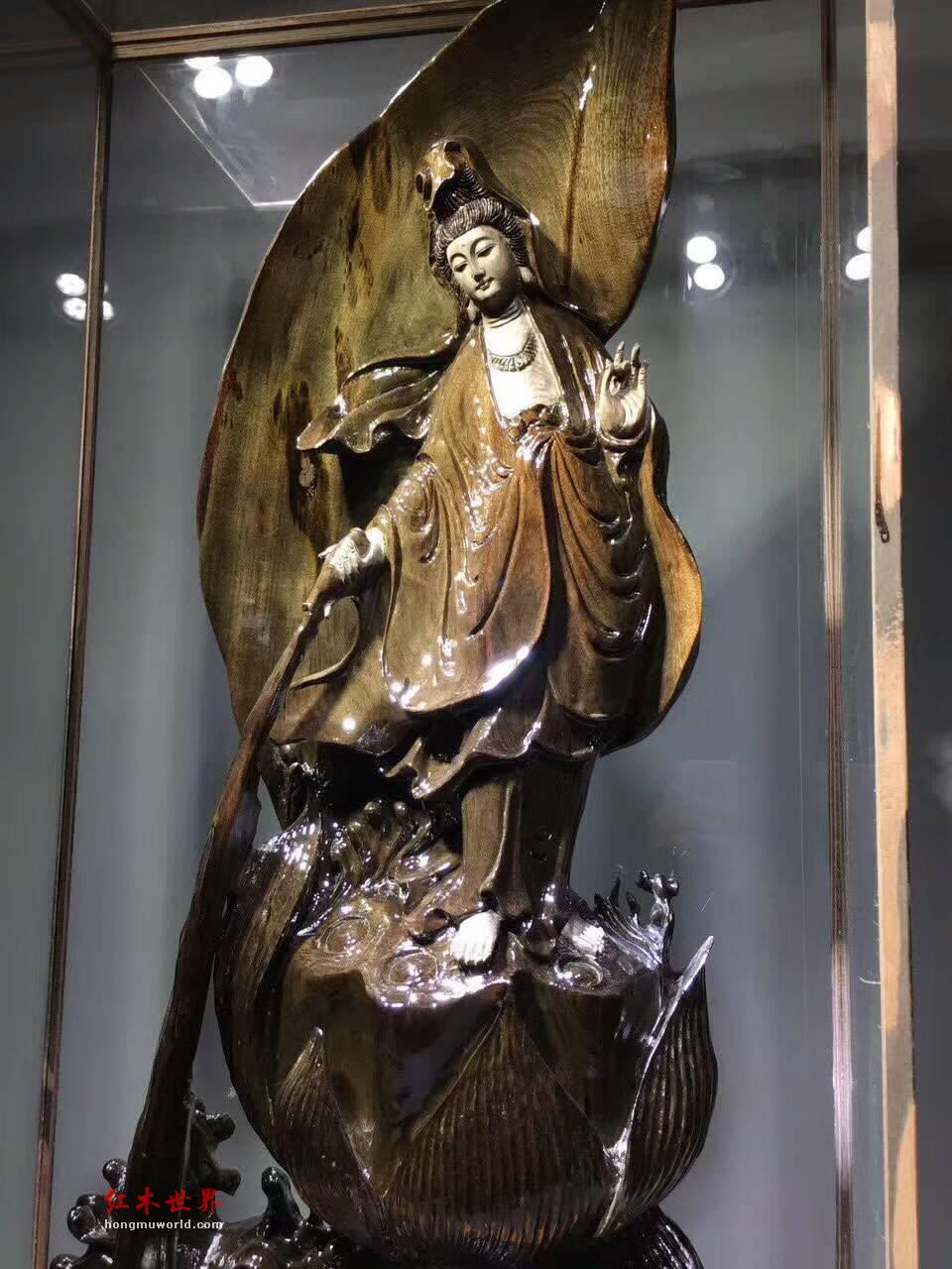 《自在观音》摆件 阴沉木根雕肃穆庄严雕工精细-8