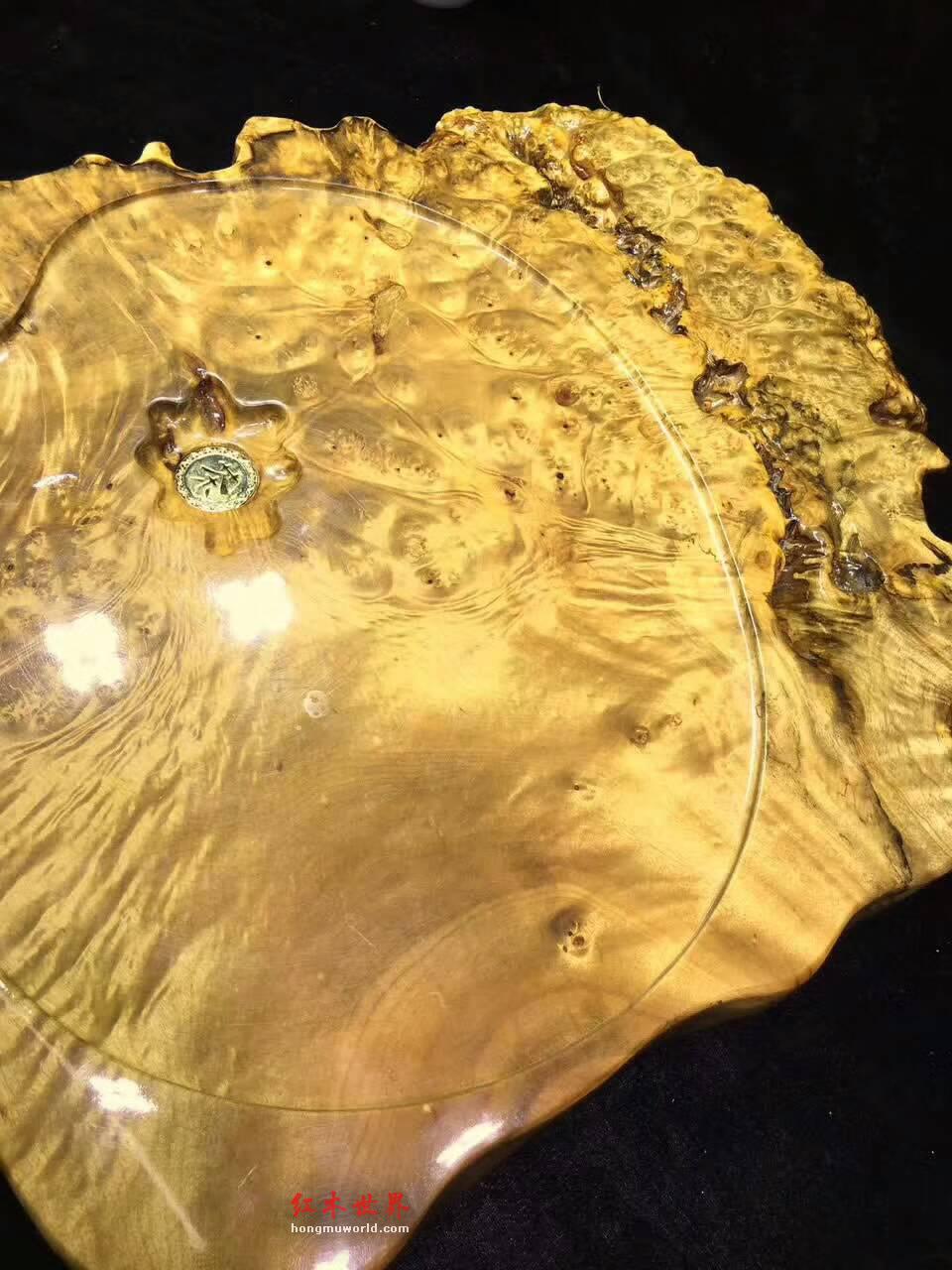 黄金樟茶盘用瘤疤包边自然随形 提升格调上档次-8
