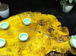 黄金樟天然随形茶盘 干净适中聚会喝茶好伴侣